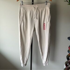 Hugo Boss Jersey Jogger Sweatpants Cream Red Label Mens Size Medium